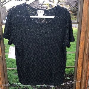 Nordstrom/LIA black lace short sleeve dressy top size 2X